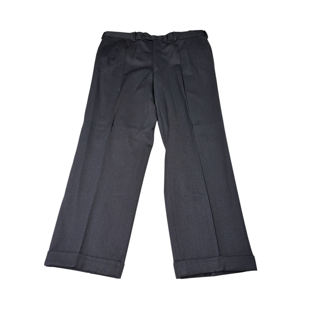 Lubiam 1911 Mens Charcoal‎ Gray Virgin Wool Pleated Cuffed Dress Pants W38xL29